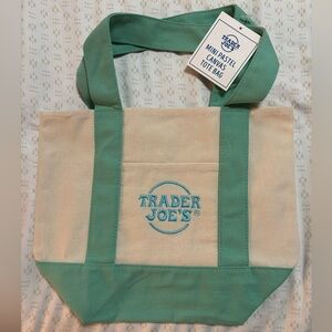 NWT Trader Joe’s Mini Pastel Canvas Tote Bag - Mint Green